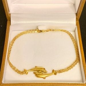 14K Gold Bracelet With Dolphins